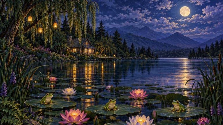 Lily Pad Frogs — Nature & Cozy wallpaper